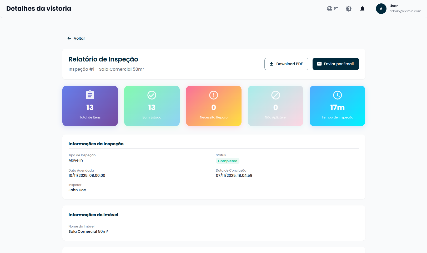 Relatório de Vistoria - VS Vistoria Simplificada